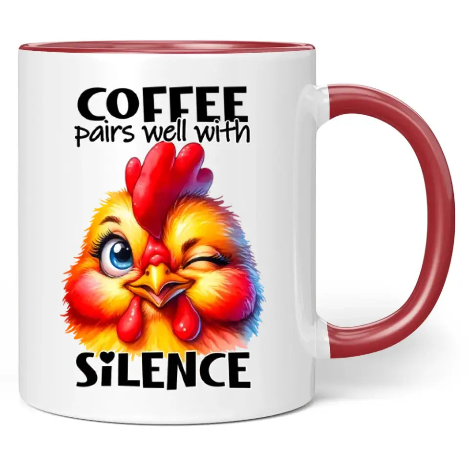 Tasse "coffee pairs well with silence"