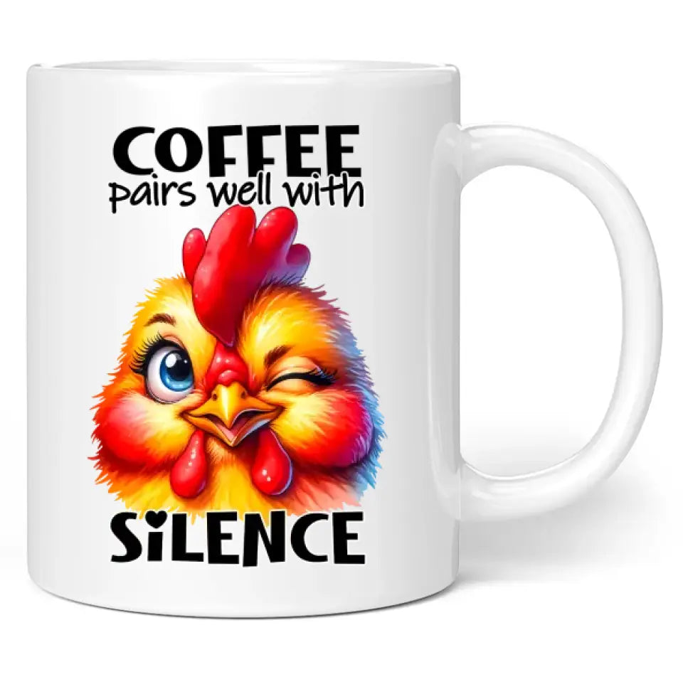 Tasse "coffee pairs well with silence"