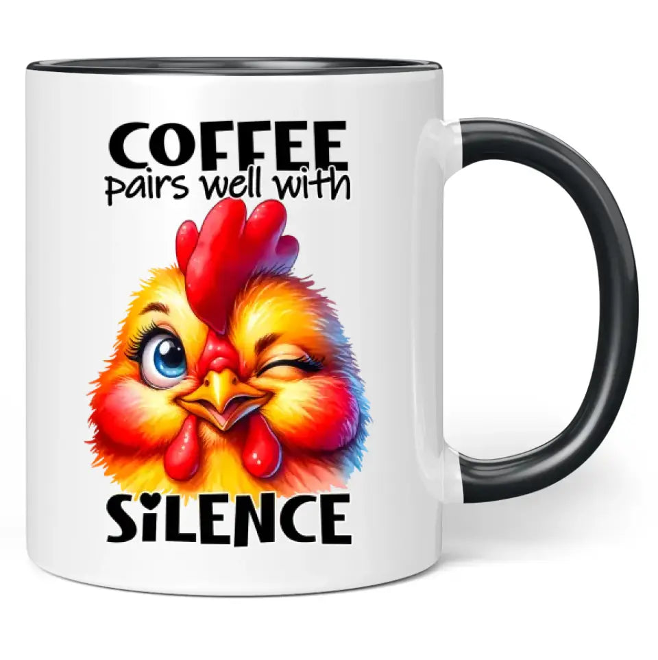 Tasse "coffee pairs well with silence"