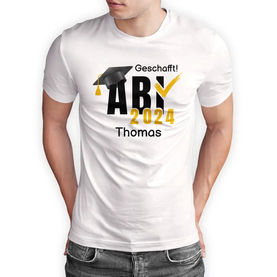 T-Shirt "ABI 2024 - Geschafft!" mit anpassbarem Druck