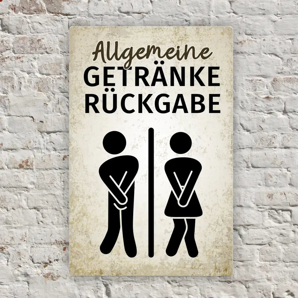 Blechschild "Allgemeine Getränkerückgabe"