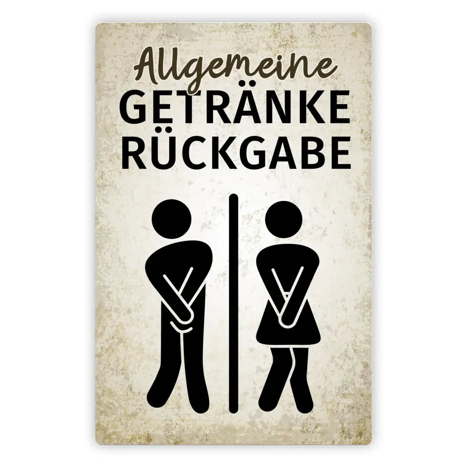 Blechschild "Allgemeine Getränkerückgabe"