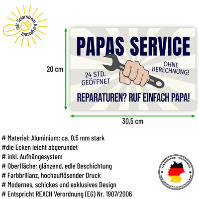 Blechschild "Papas Service"