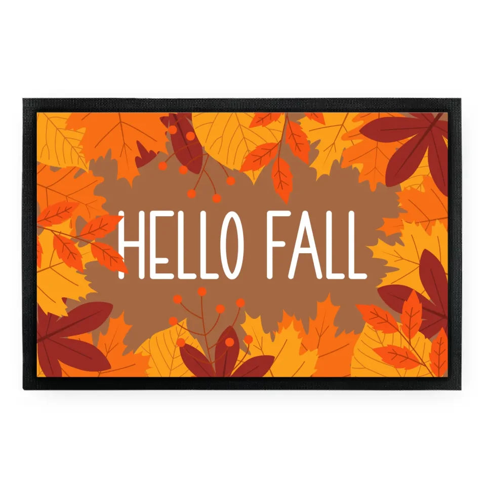 Fußmatte "Hello Fall" Motiv mit Blättern