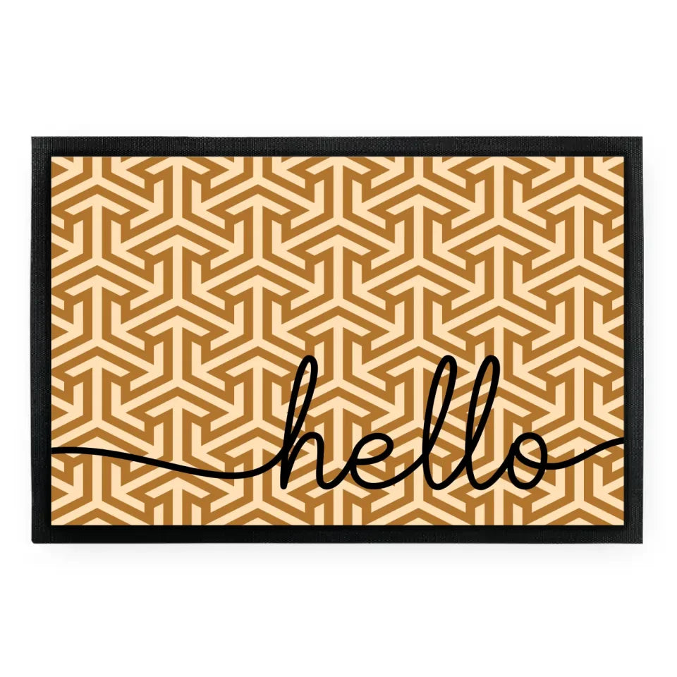 Fußmatte "hello" mit geometrischem Motiv