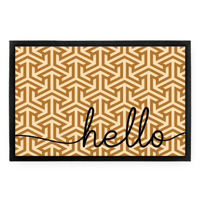 Fußmatte "hello" mit geometrischem Motiv