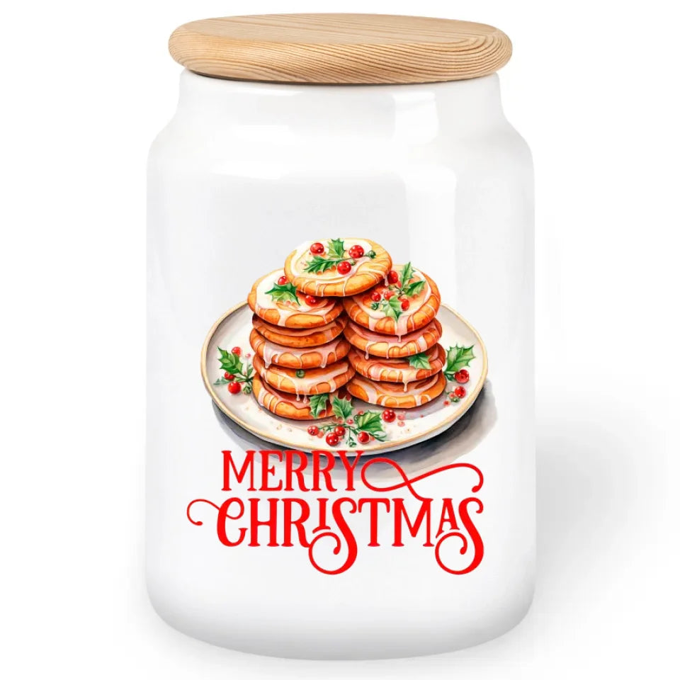Keksdose "Merry Christmas" Motiv mit Plätzchen
