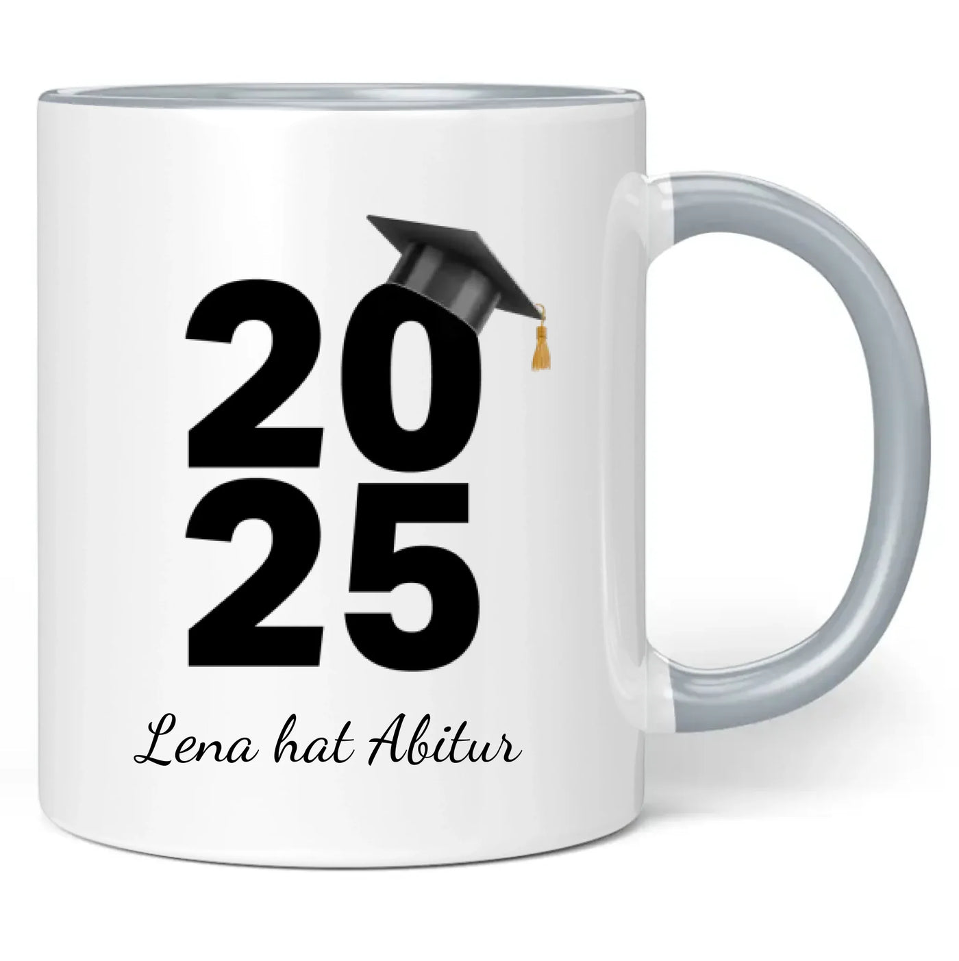 Tasse "2025" (Doktorhut-Motiv) personalisiert mit eigenem Namen