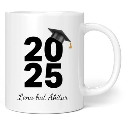 Tasse "2025" (Doktorhut-Motiv) personalisiert mit eigenem Namen