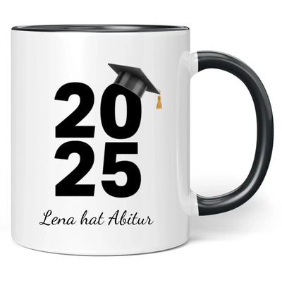 Tasse "2025" (Doktorhut-Motiv) personalisiert mit eigenem Namen