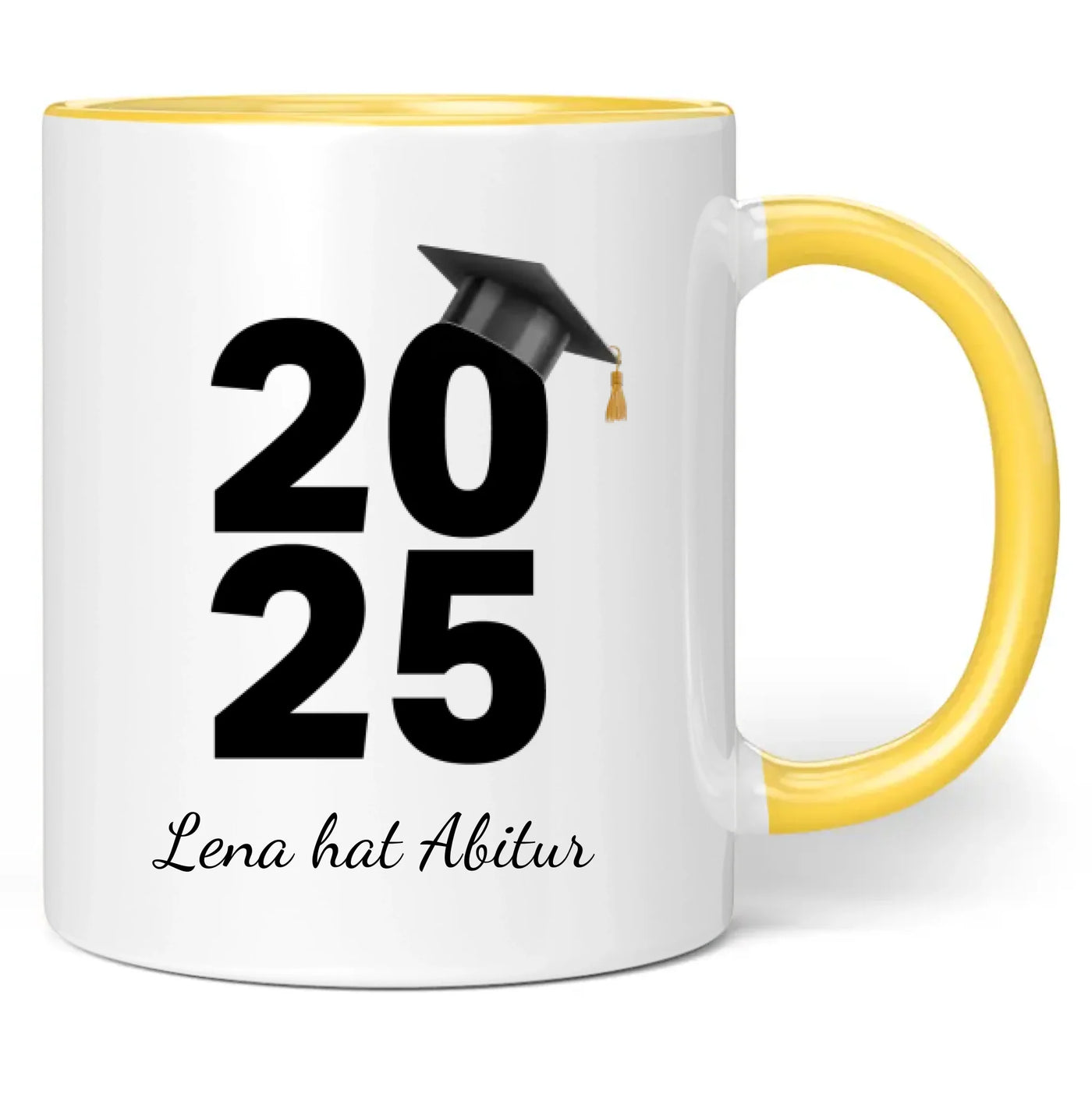 Tasse "2025" (Doktorhut-Motiv) personalisiert mit eigenem Namen