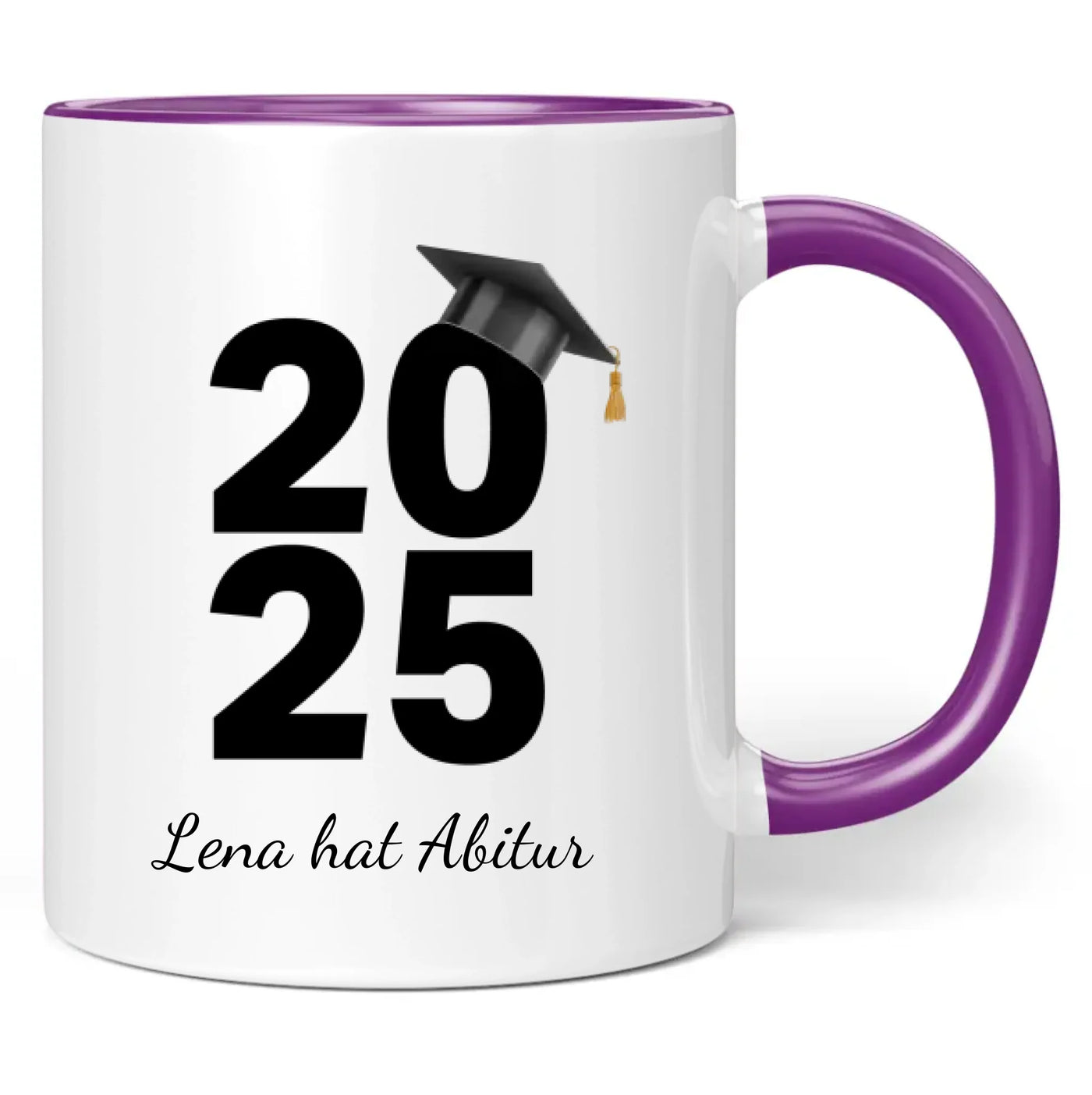 Tasse "2025" (Doktorhut-Motiv) personalisiert mit eigenem Namen