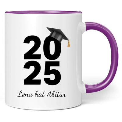 Tasse "2025" (Doktorhut-Motiv) personalisiert mit eigenem Namen