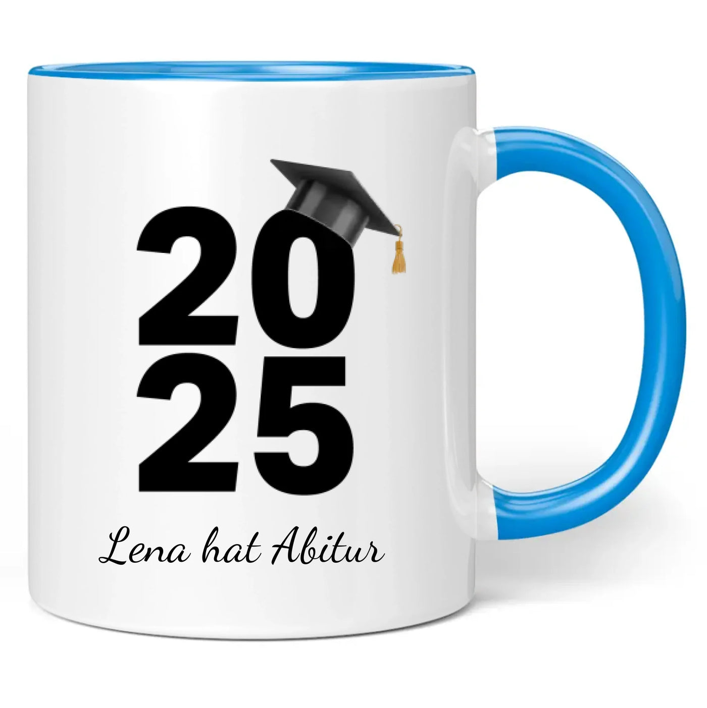Tasse "2025" (Doktorhut-Motiv) personalisiert mit eigenem Namen