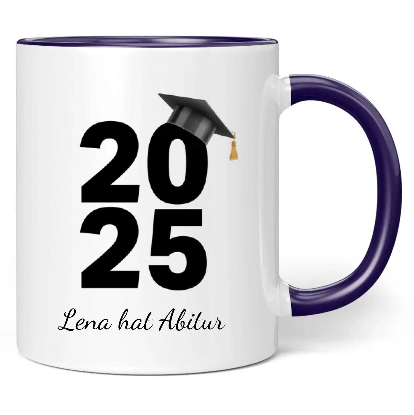 Tasse "2025" (Doktorhut-Motiv) personalisiert mit eigenem Namen