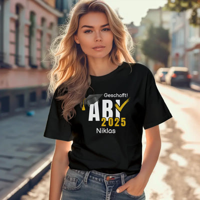 T-Shirt "ABI 2025 - Geschafft!" mit anpassbarem Druck