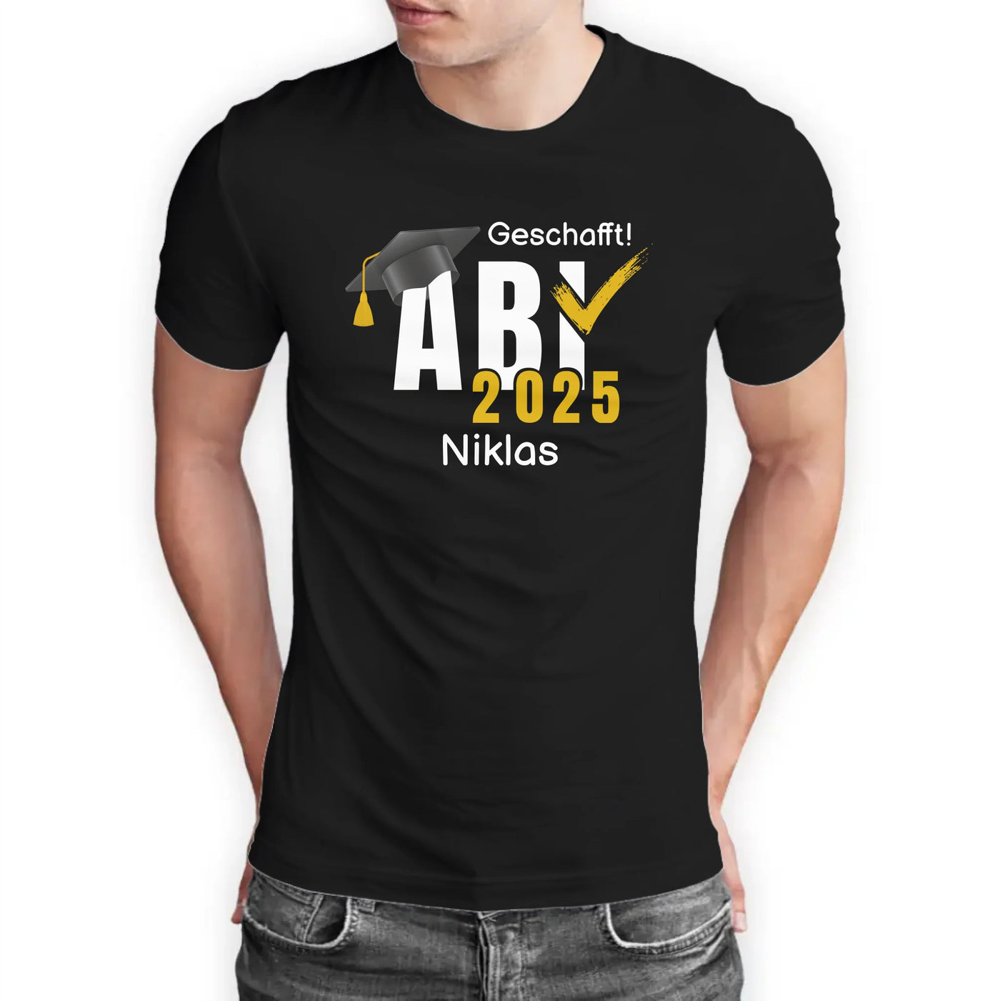 T-Shirt "ABI 2025 - Geschafft!" mit anpassbarem Druck